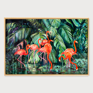 Peinture flamants roses Tableau Oiseaux exotiques