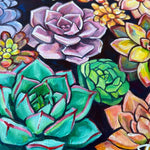 Charger l&#39;image dans la galerie, Tableau tropical art botanique et nature d’un jardin de cactus et de plantes succulentes cactées, une peinture multicolore pour une décoration tendance végétale et moderne et pour art mural contemporain et design
