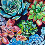 Charger l&#39;image dans la galerie, Tableau tropical art botanique et nature d’un jardin de cactus et de plantes succulentes cactées, une peinture multicolore pour une décoration tendance végétale et moderne et pour art mural contemporain et design
