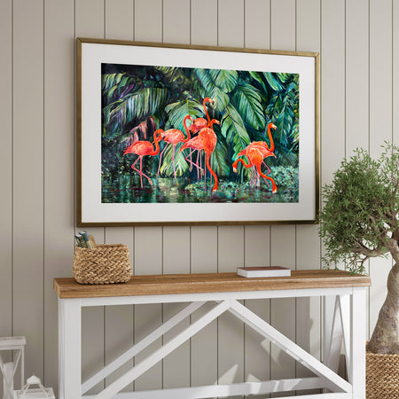 Peinture flamants roses Tableau Oiseaux exotiques
