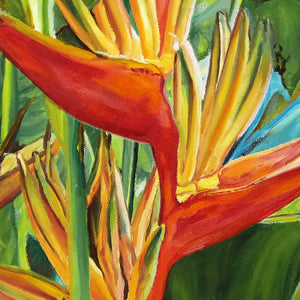 Peinture Heliconia tableau Fleur tropicale Faux oiseau de paradis