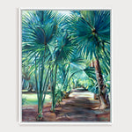 Charger l&#39;image dans la galerie, Les jardins de pamplemousse en peinture jungle à l&#39;île maurice et tropicale de tableau de palmiers pour une décoration exotique et boheme.
