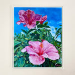 Charger l&#39;image dans la galerie, Tableau de paysage nature, des fleurs d’hibiscus roses s’épanouissent au printemps, pour une déco chic et exotique.
