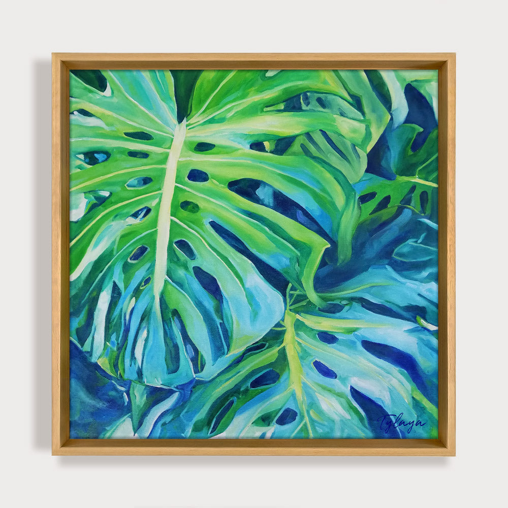 Peinture de Monstera deliciosa Tableau tropical et nature de faux philodendron, une peinture de plante colorée tropicale, décorative et contemporaine pour déco murale botanique et moderne