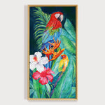 Charger l&#39;image dans la galerie, Tableau Oiseaux tropicaux Ara macao rouge et Conure soleil
