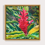 Charger l&#39;image dans la galerie, Tableau tropical Fleur de gingembre rouge unique
