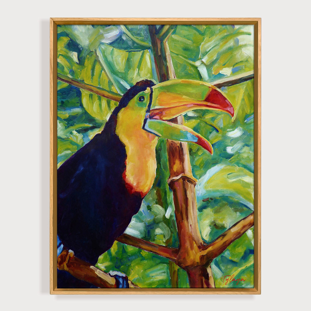 Tableau multicolore toucan Peinture oiseau exotique