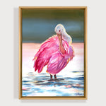 Charger l&#39;image dans la galerie, Tableau oiseau exotique Spoonbill dans l’eau au crépuscule
