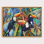 Charger l&#39;image dans la galerie, Peinture tropicale et nature d’un trio de trois de toucans. 
