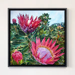 Charger l&#39;image dans la galerie, Peinture florale tropicales Protea Tableau exotique fleurs roses
