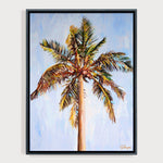 Charger l&#39;image dans la galerie, Tableau tropical palmier cocotier multicolore, une peinture contemporaine de style pour déco murale nature, voyage, bohème, décor plage et mer
