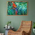 Charger l&#39;image dans la galerie, Tableau tropical Oiseaux exotiques Perroquet Ara Macao rouge
