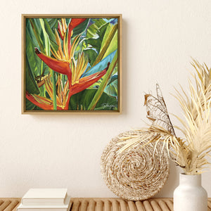 Peinture Heliconia tableau Fleur tropicale Faux oiseau de paradis