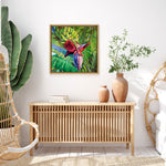 Charger l&#39;image dans la galerie, Peinture à l’huile bananier botanique sur tableau nature d’une fleur tropicale, une toile de plante herbacée colorée bohème pour déco murale exotique.
