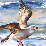 Charger l&#39;image dans la galerie, Peinture mouettes sur l’océan Tableau sur toile de déco murale nature d’oiseaux marins d’animaux aquatiques sur les vagues représentant des mouettes volant sur l’océan à la recherche de poissons, pour une ambiance intérieure bord de mer, côtière et moderne
