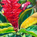 Charger l&#39;image dans la galerie, Tableau tropical Fleur de gingembre rouge unique
