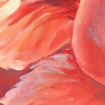 Charger l&#39;image dans la galerie, Peinture flamant rose sur un tableau jungle et nature de motifs tropical représentant un couple de flamants roses avec des feuilles de palmiers dans un jardin botanique de Floride pour une déco bohème, jungalow et moderne

