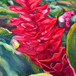 Charger l&#39;image dans la galerie, Tableau tropical, fleur de gingembre rouge unique, pour une déco murale exotique et une ambiance chic et moderne.
